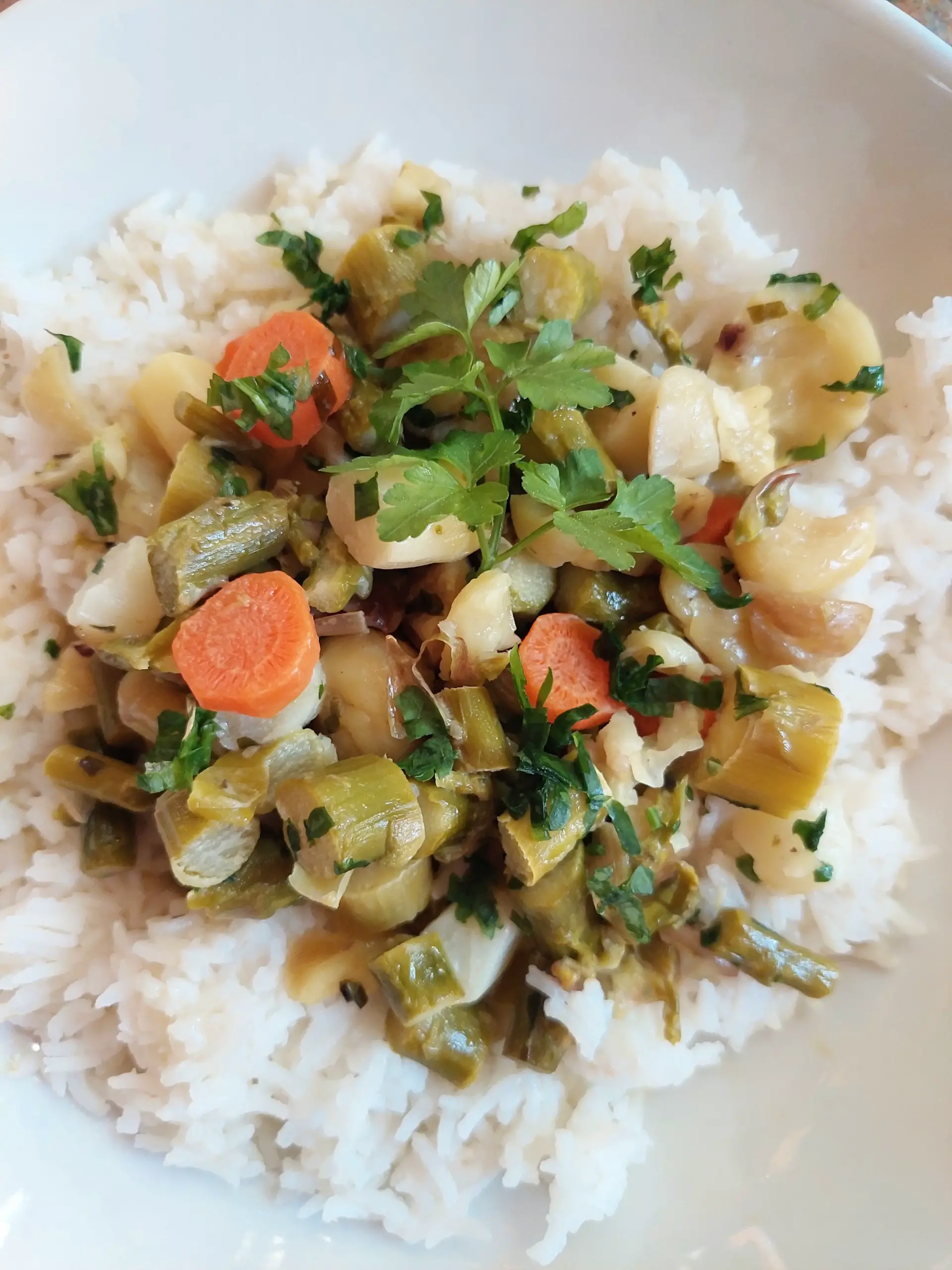 Spargeleintopf mit Kastanien